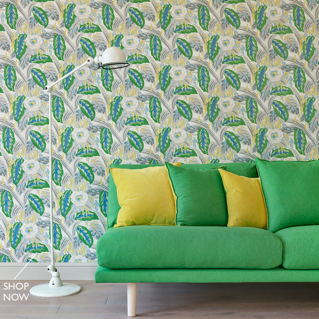 Lime Green Plaid Fabric, Wallpaper and Home Decor
