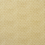 Fabric sample of a yellow and neutral printed linen fabric with a geometric pattern