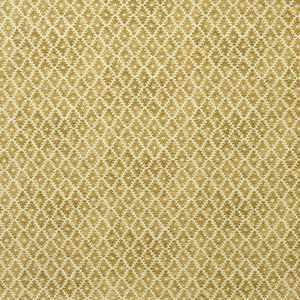 Fabric sample of a yellow and neutral printed linen fabric with a geometric pattern