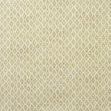 Fabric sample of a yellow and neutral printed linen fabric with a geometric pattern