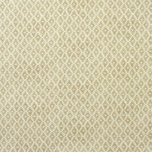 Fabric sample of a yellow and neutral printed linen fabric with a geometric pattern