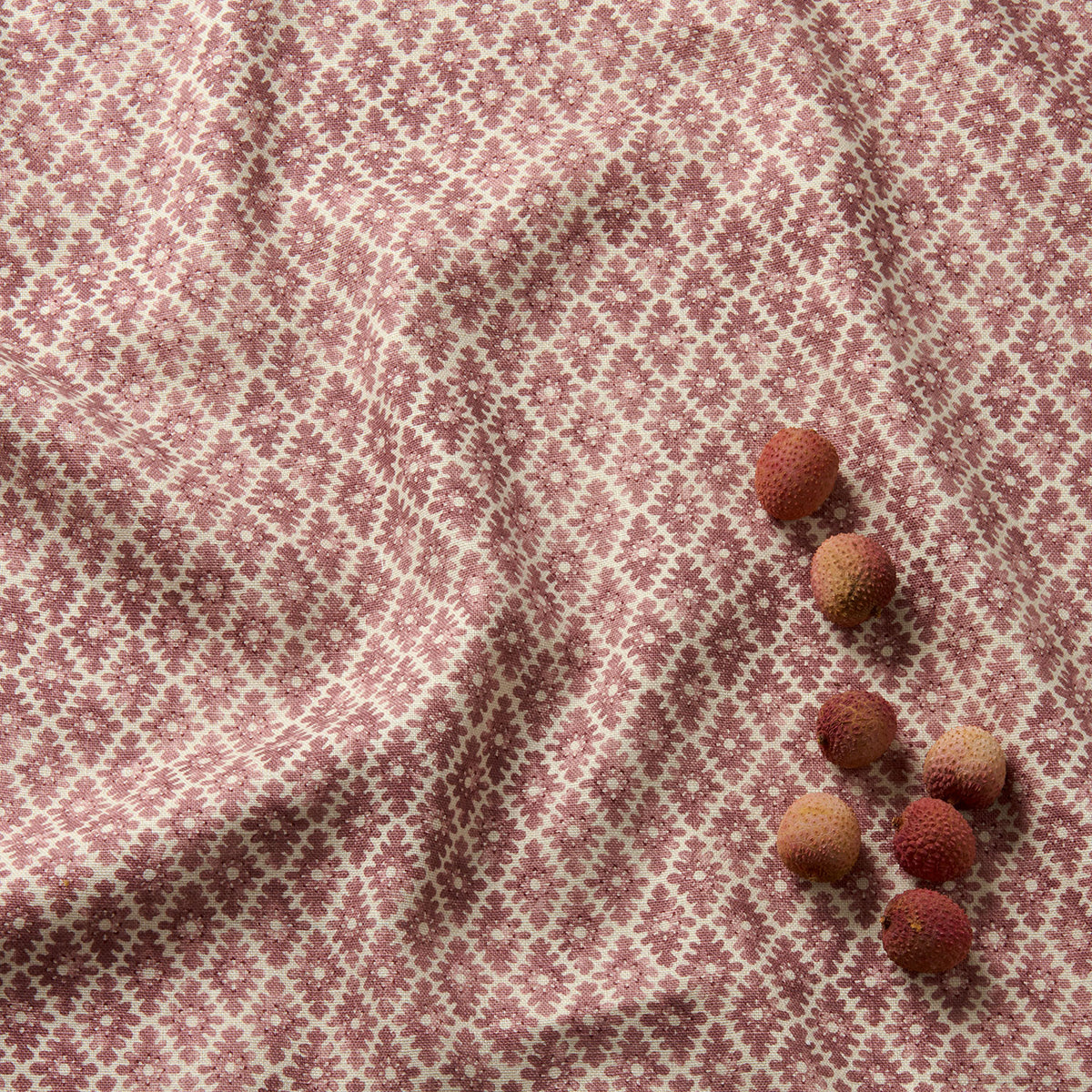 Ashfield - Wine | Printed Linen Fabric | Linwood