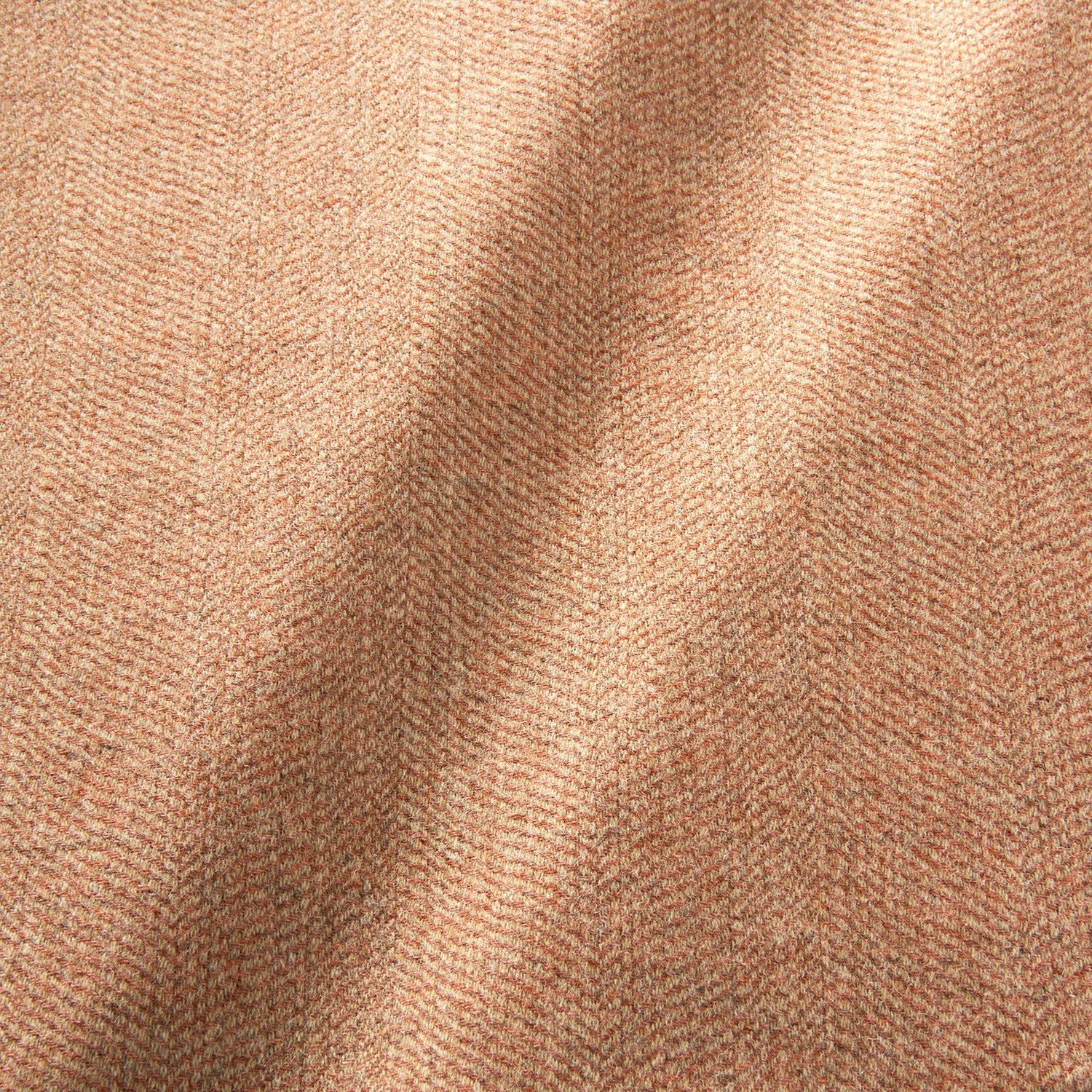 Sample of a classic herringbone woven fabric in orange.