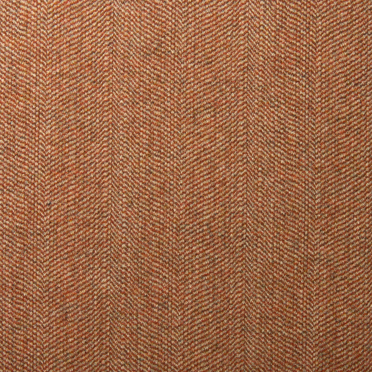 Sample of a classic herringbone woven fabric in orange.