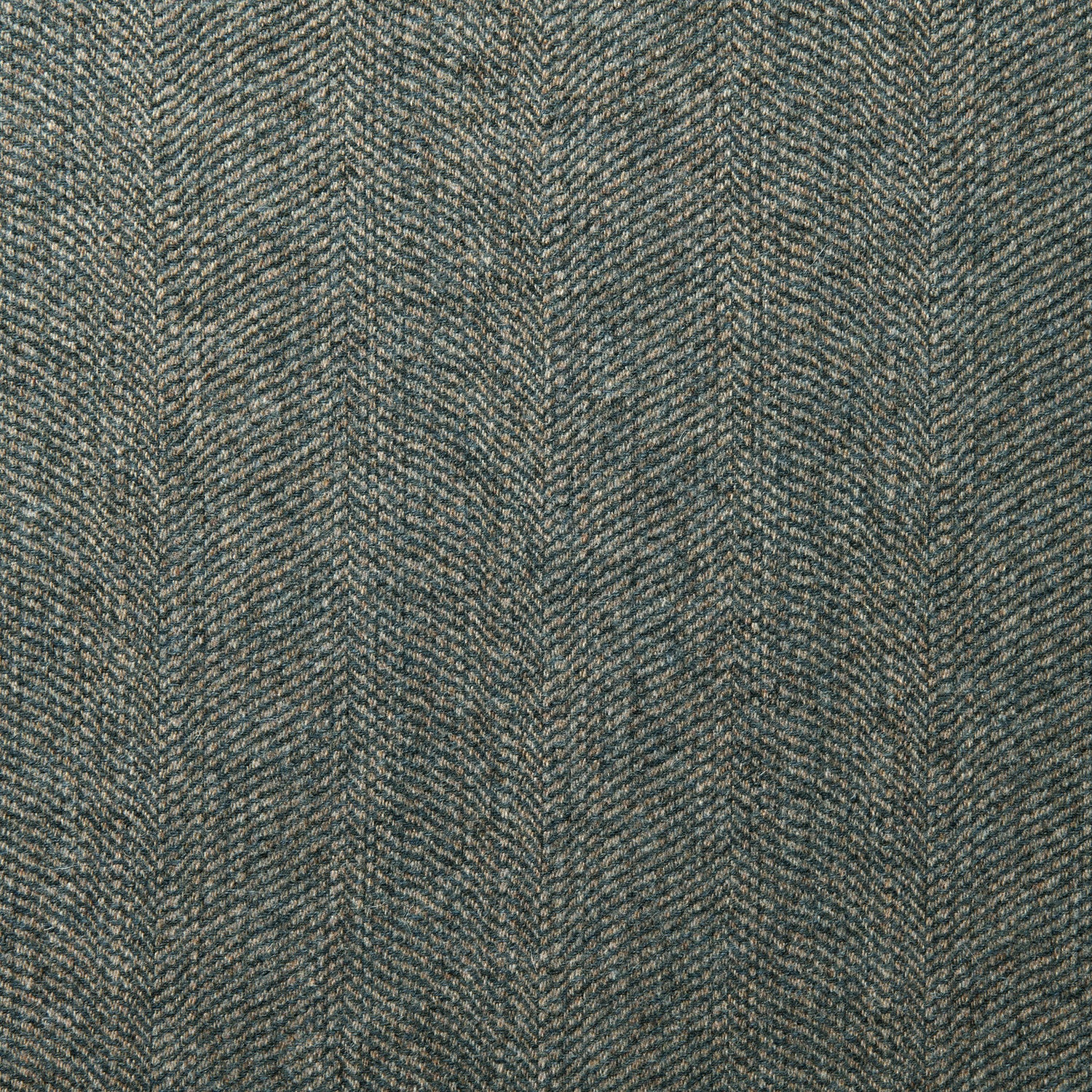 Sample of a classic herringbone woven fabric in blue.