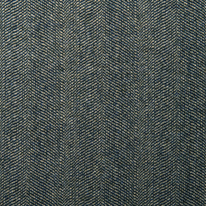 Sample of a classic herringbone woven fabric in blue.