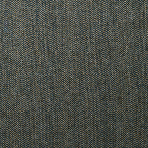 Sample of a classic herringbone woven fabric in blue.