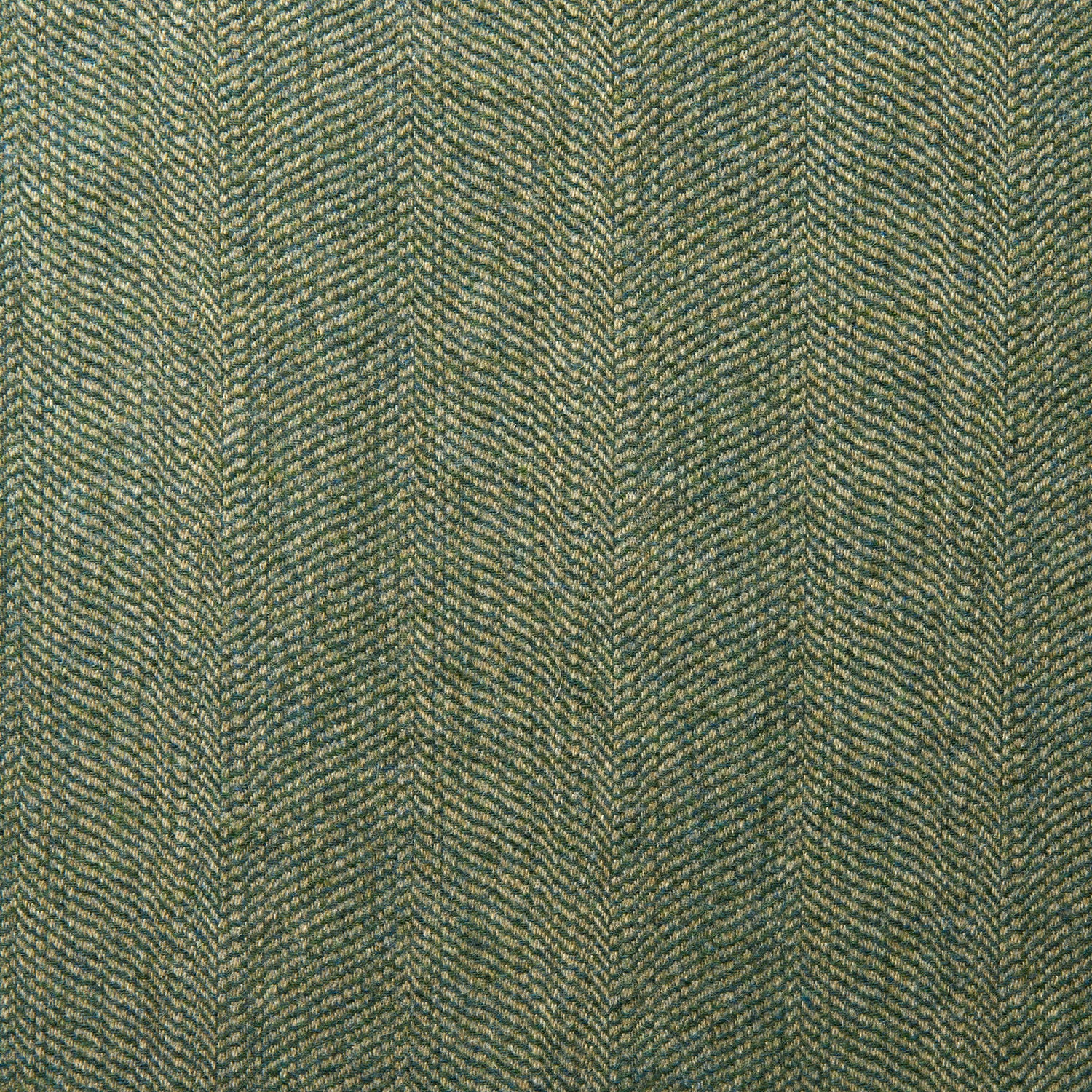 Sample of a classic herringbone woven fabric in green.