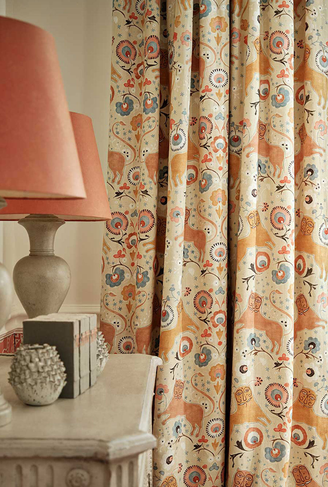 Linwood Raspberry Fabric Flori – Botanical Fabric Collection | Printed Linens by Linwood