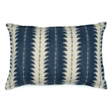 A blue and off white linen cushion with an attractive ‘fern’ design and finished with a sleek, Oxford edge.