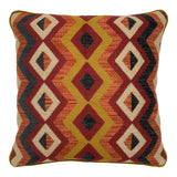 Linwood cushion in Amala Red. Overhead view showing the full front design, featuring a bold geometric pattern inspired by traditional Navajo motifs.