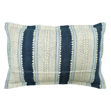 Back of Linwood cushion in Dimity, Indigo colourway. Overhead view of the reverse side, made in matching fabric.