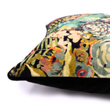 Close-up side view of Linwood cushion in Rainforest Rabble Neon, showing the fabric texture and contrast piping detail.