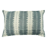 Light blue linen cushion with a fern design.