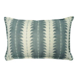 Light blue linen cushion with a fern design.