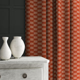 Curtains in Strata fabric showing gentle horizontal texture and soft drape.