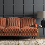 Sofa upholstered in Strata fabric highlighting horizontal texture and tonal depth.