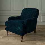 Chair in a indigo blue stain resistant crushed velvet fabric, perfect for blue crushed velvet sofa or curtains