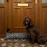 Washable velvet draught excluder – Uzbekistan hand block printed with dog featuring.