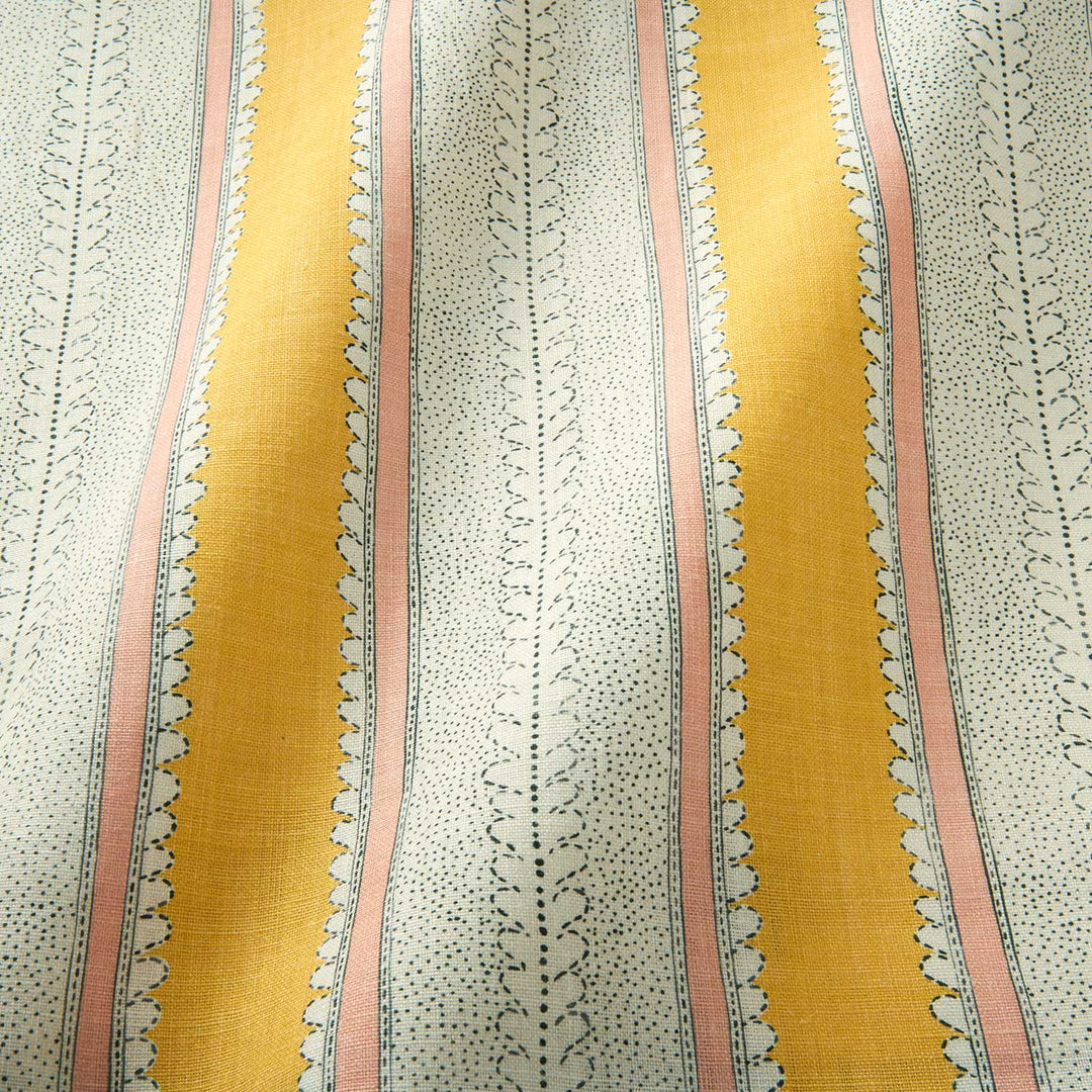 Dimity Mango – Pure Linen Striped Fabric by Linwood
