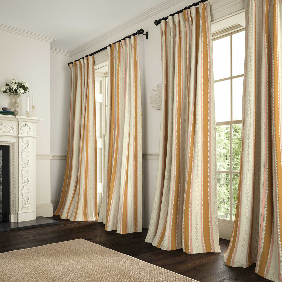 Dimity Fudge – Pure Linen Striped Fabric by Linwood