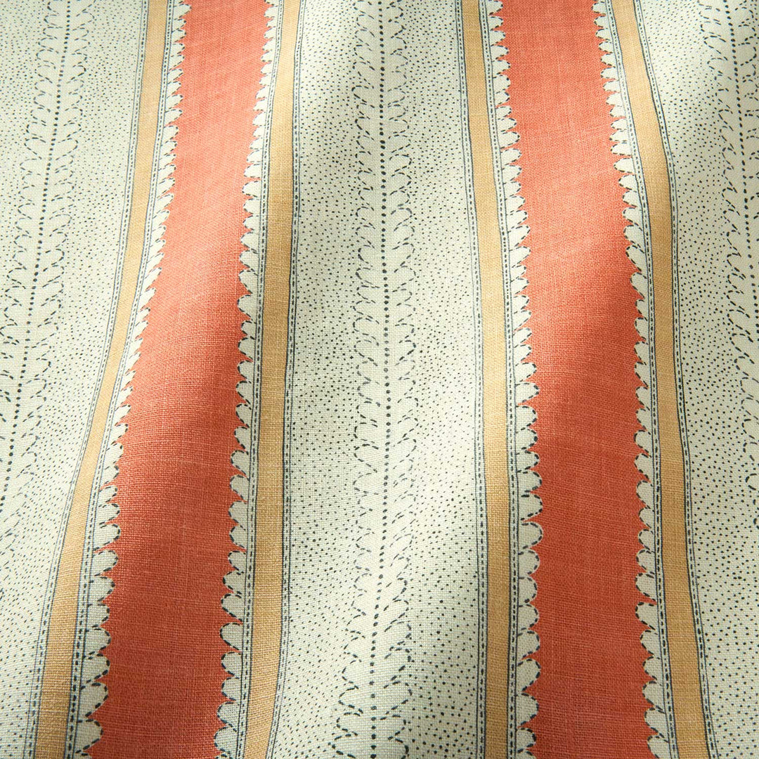 Dimity Soft Red – Pure Linen Striped Fabric by Linwood