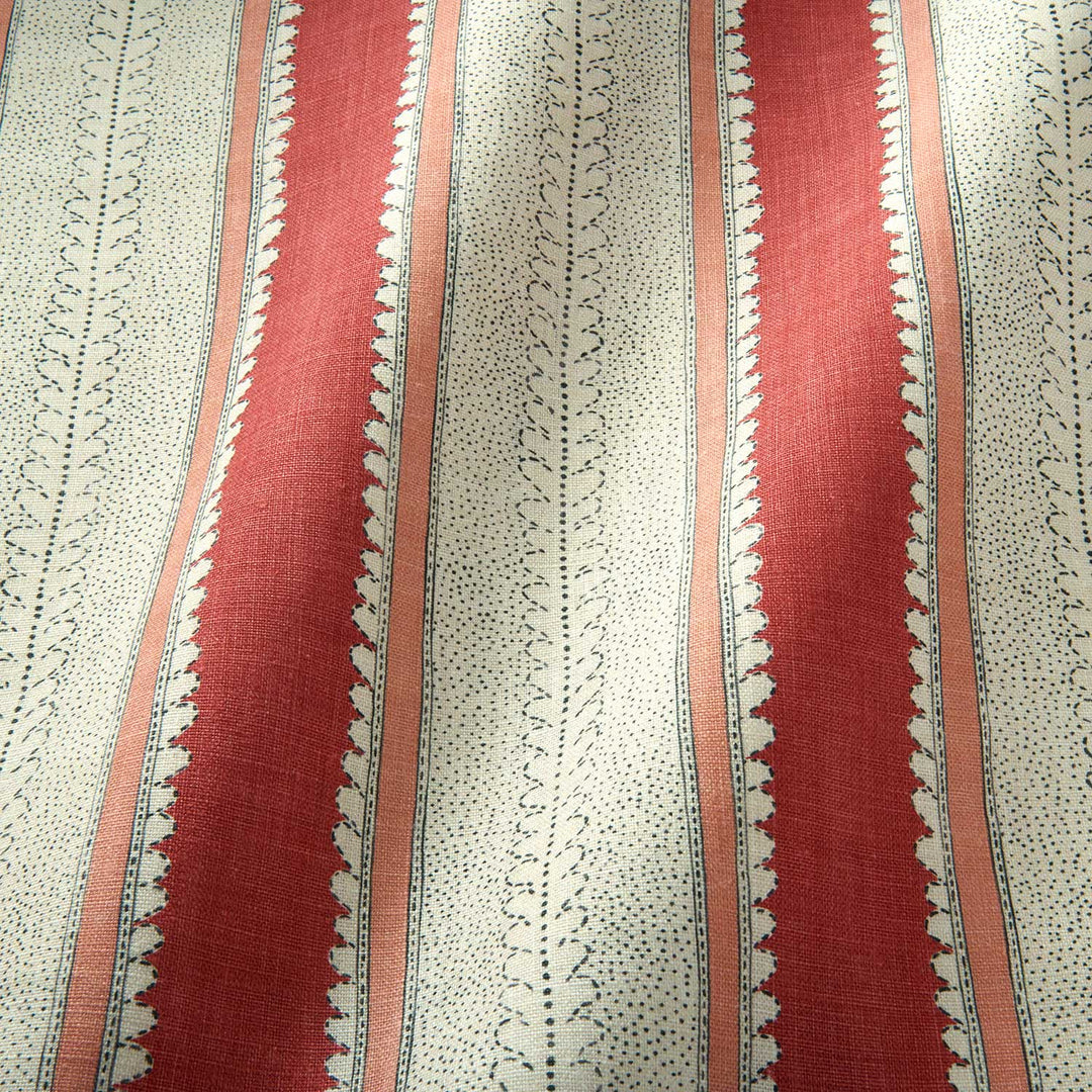 Dimity Pomegranate – Pure Linen Striped Fabric by Linwood