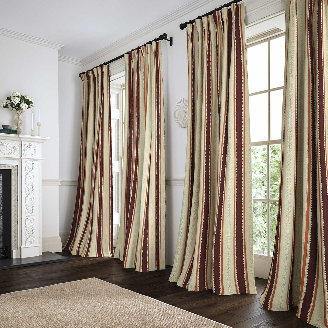 Dimity Victoria Plum – Pure Linen Striped Fabric by Linwood