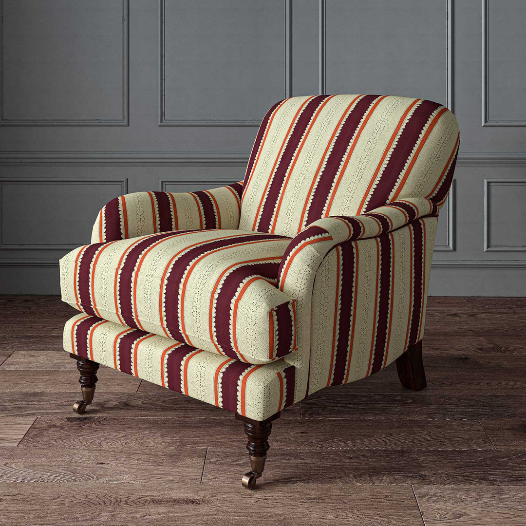 Dimity Victoria Plum – Pure Linen Striped Fabric by Linwood
