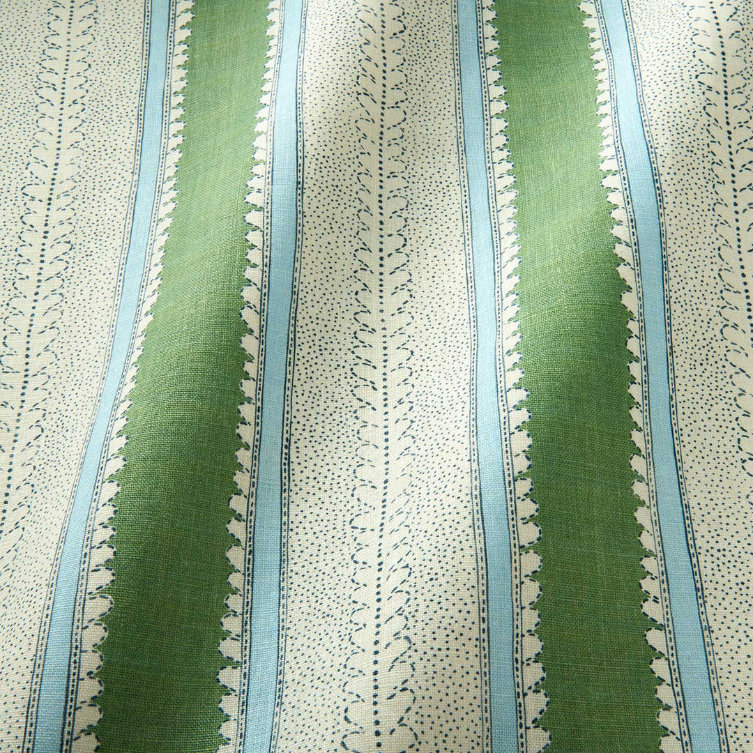 Dimity Bowling Green – Pure Linen Striped Fabric by Linwood