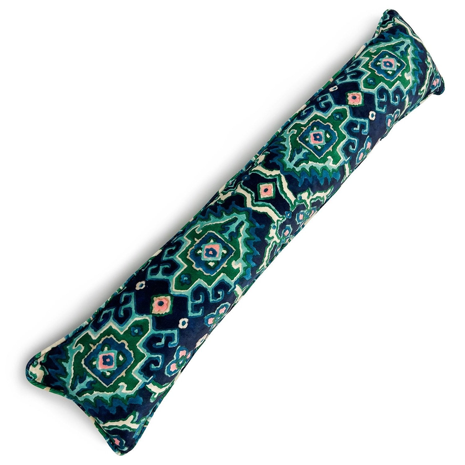 Washable velvet draught excluder – bold, Oriental-style design