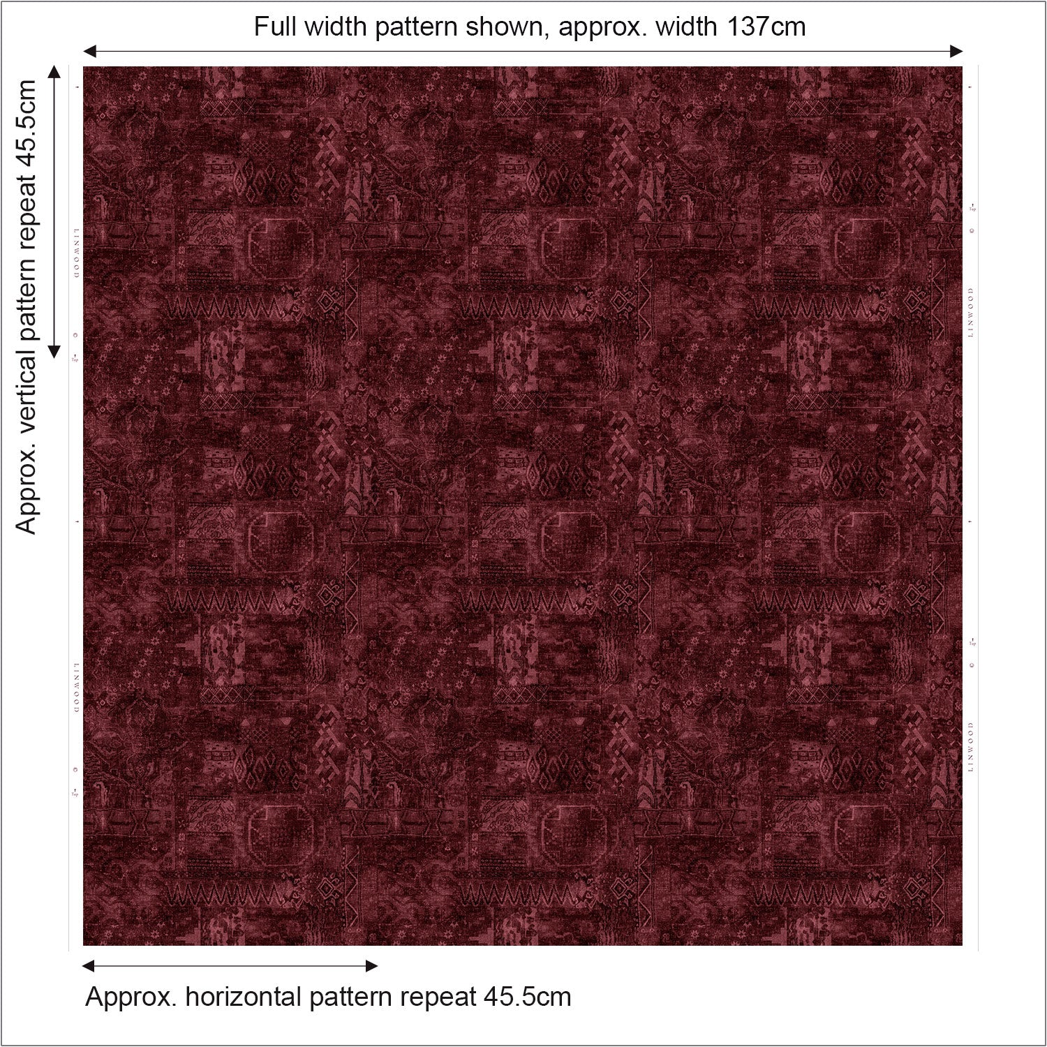 Fez - Wine | Printed Velvet Fabric | Linwood