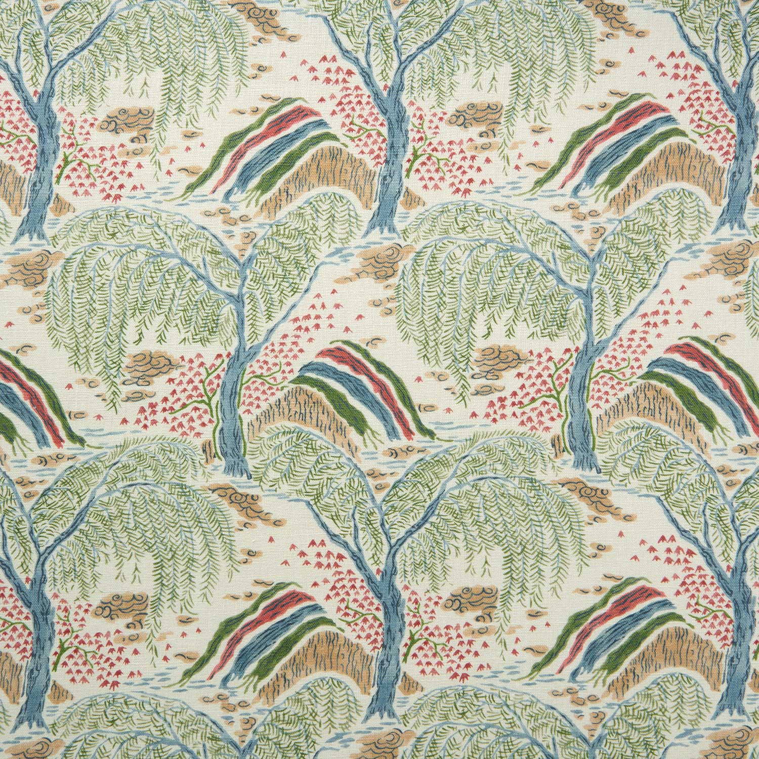 Linwood Raspberry Fabric Gwendolyn Cranberry – Scenic Linen Fabric by Linwood