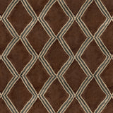 Brown and blue irregular diamond motif printed velvet fabric
