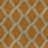 Close-up of brown and blue printed velvet fabric featuring an irregular diamond motif with a soft, luxurious pile. 