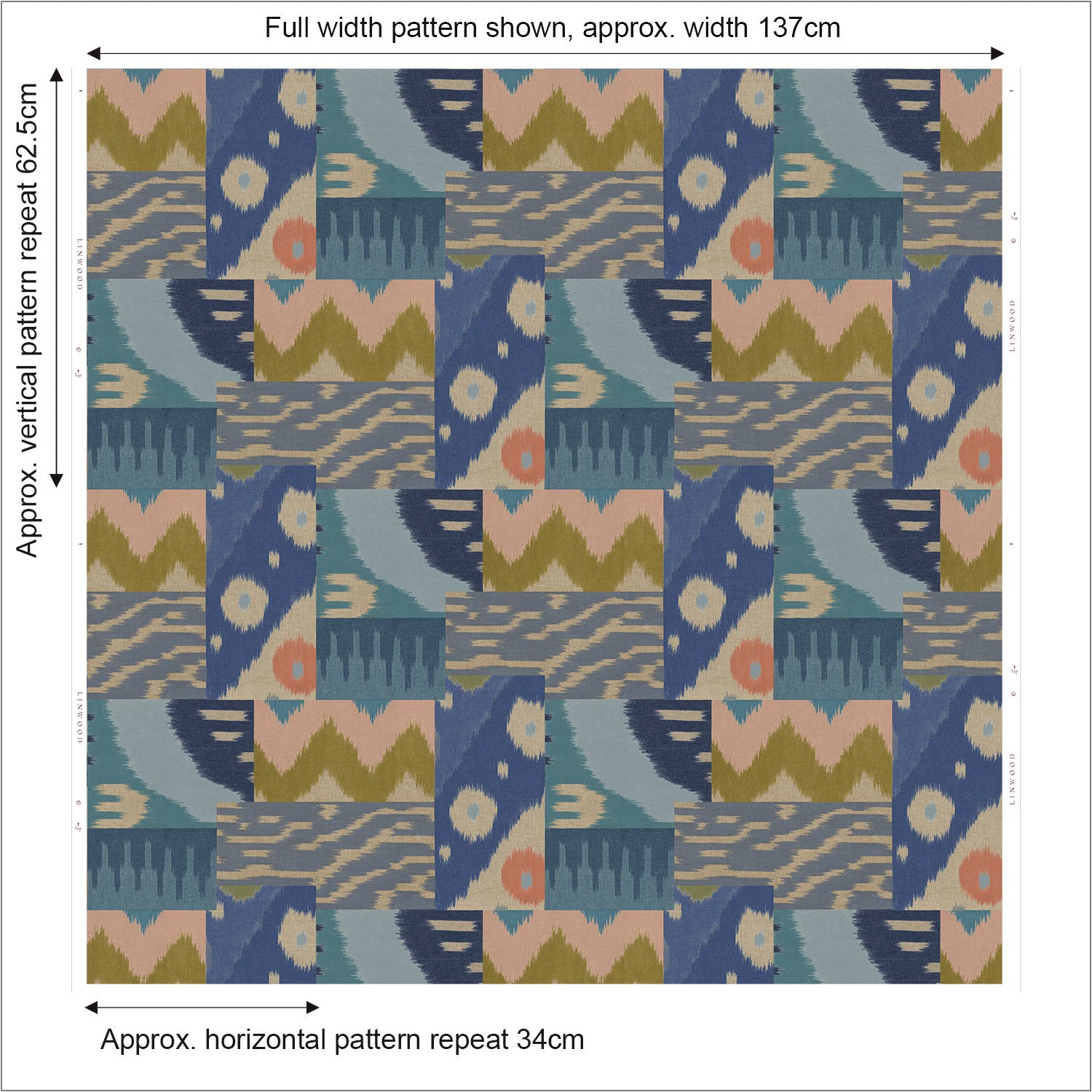Java - Ocean | Printed Velvet Fabric | Linwood