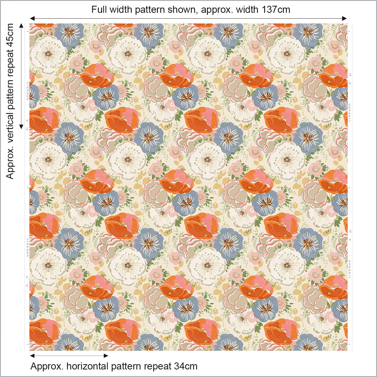 Joni – Printed Linen Fabric | Vintage Floral Reimagined by Linwood