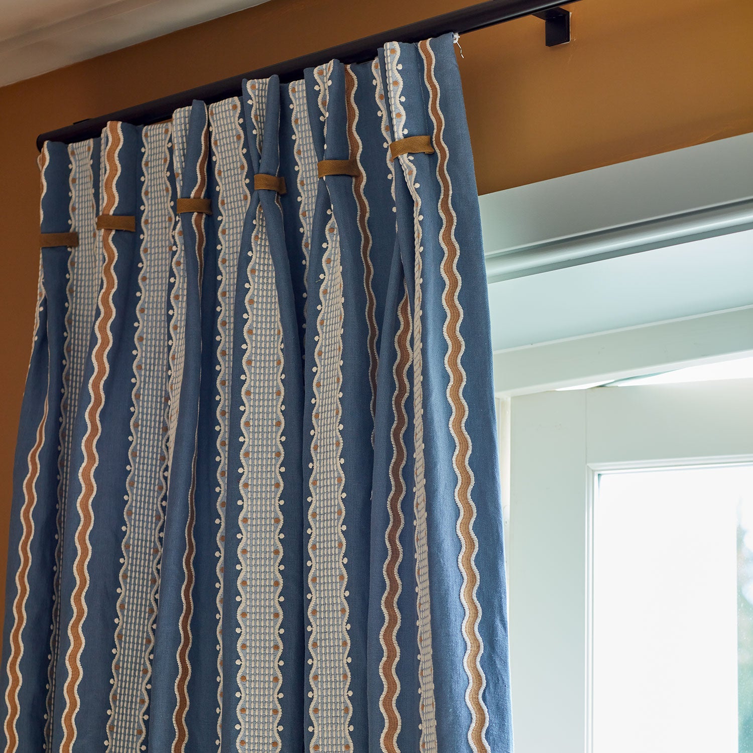 Hermia – River | Embroidery Fabric by Linwood | Playful Stripe Linen