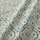 Linen print with a handcrafted feel in blue