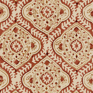 Linen print with a handcrafted feel in red