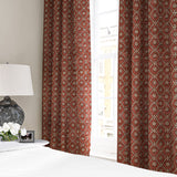 Linen curtain with a hand block-style pattern 