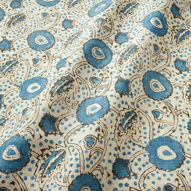 Rubia – Cobalt | Printed Linen Fabric | Linwood