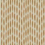 A printed linen fabric sample in orange and off white featuring a Japanese print.