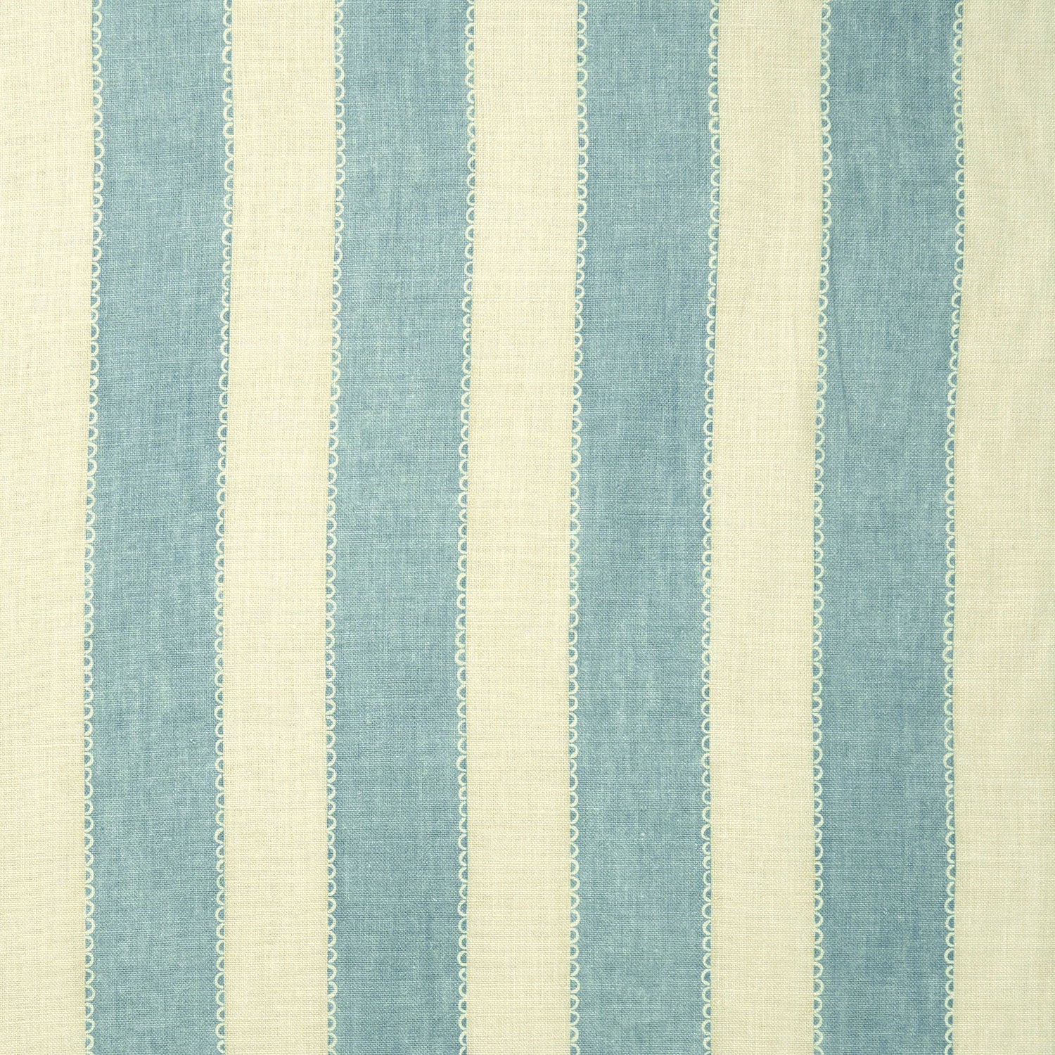 Lola Stripe Powder Blue Printed Linen Stripe Fabric | Linwood