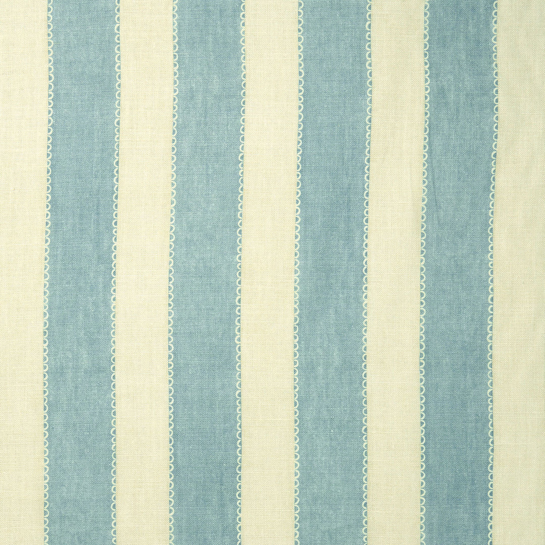 Lola Stripe Powder Blue Printed Linen Stripe Fabric | Linwood