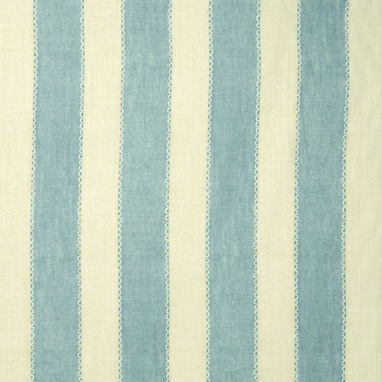 Lola Stripe Powder Blue Printed Linen Stripe Fabric | Linwood