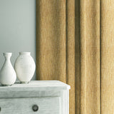 Curtain in Loxley Buttermilk by Linwood – yellow Italian-woven fabric with rich texture and depth.