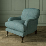 Armchair in Loxley Cerulean by Linwood – durable, Italian-woven natural fibre fabric in blue.