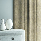 Curtain in Loxley Linen by Linwood – beige Italian-woven fabric with rich texture and depth.