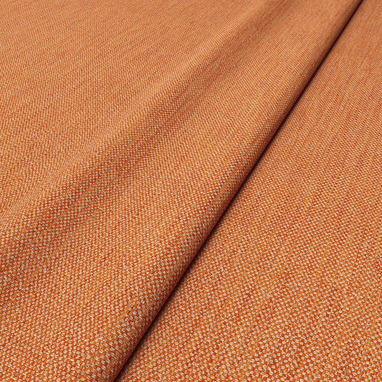 Close-up of Linwood’s Loxley Marmalade fabric – textured Italian weave in warm orange for upholstery.